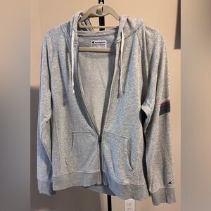 Champion Men's Gray Zip-Up Hoodie (vintage look)